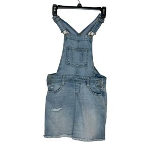 Cat & Jack Kids Girls Skirt Overall Stretch Distressed Denim Raw Hem Large 10/12